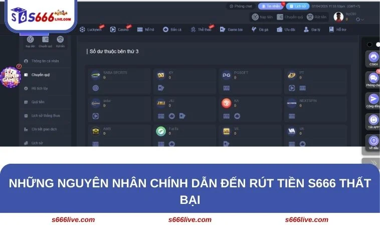 Tìm hiểu nguyên nhân rút tiền S666 thất bại và cách khắc phục đơn giản